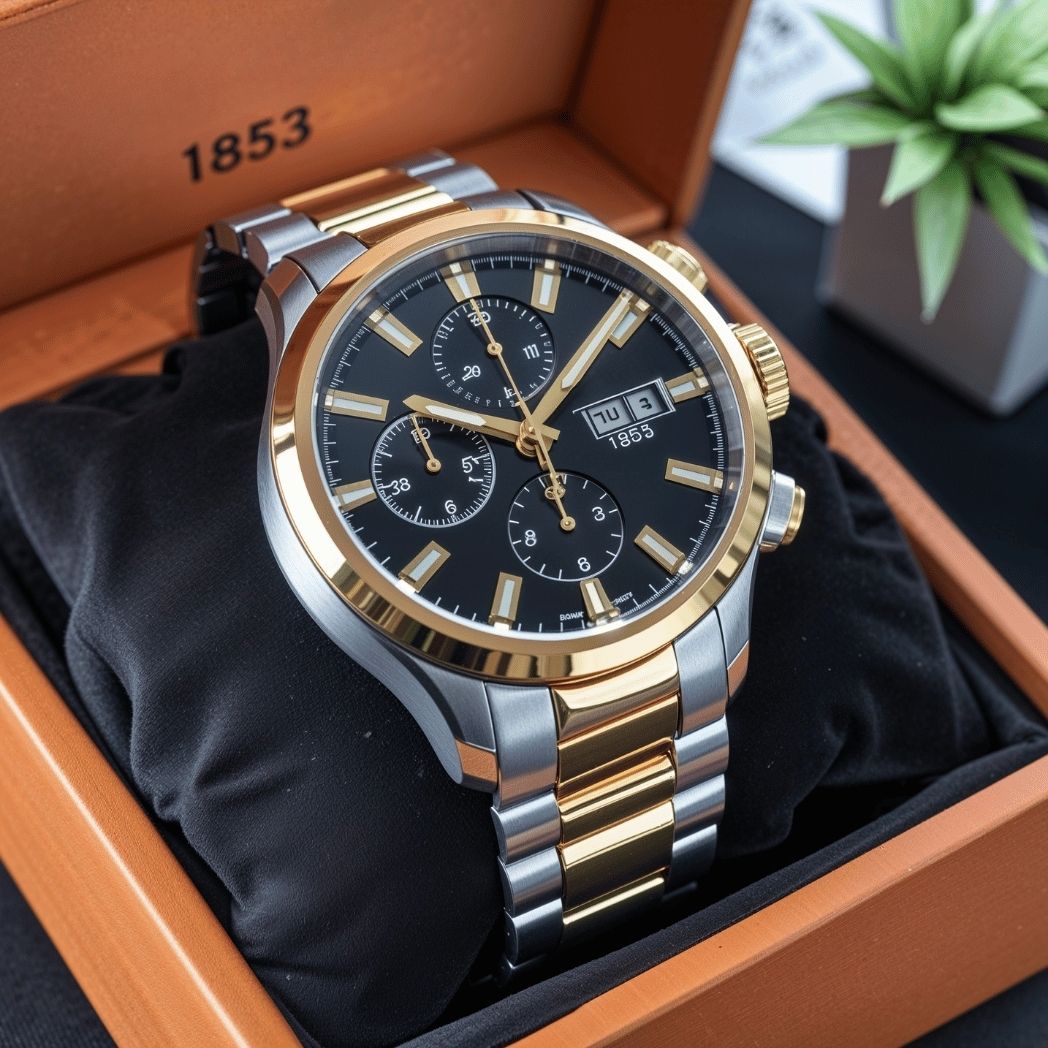 Men’s Luxury Watch – Gold & Black Edition
