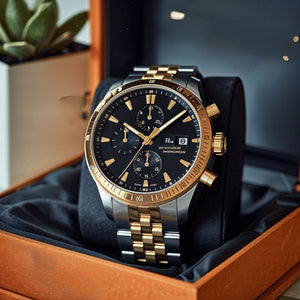 Men’s Luxury Watch – Gold & Black Edition