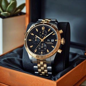Men’s Luxury Watch – Gold & Black Edition