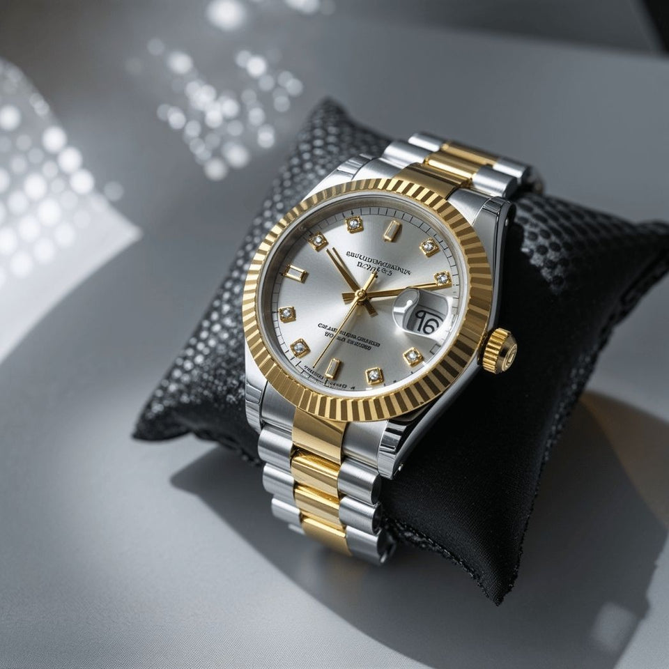 Men's silver & gold luxury watch