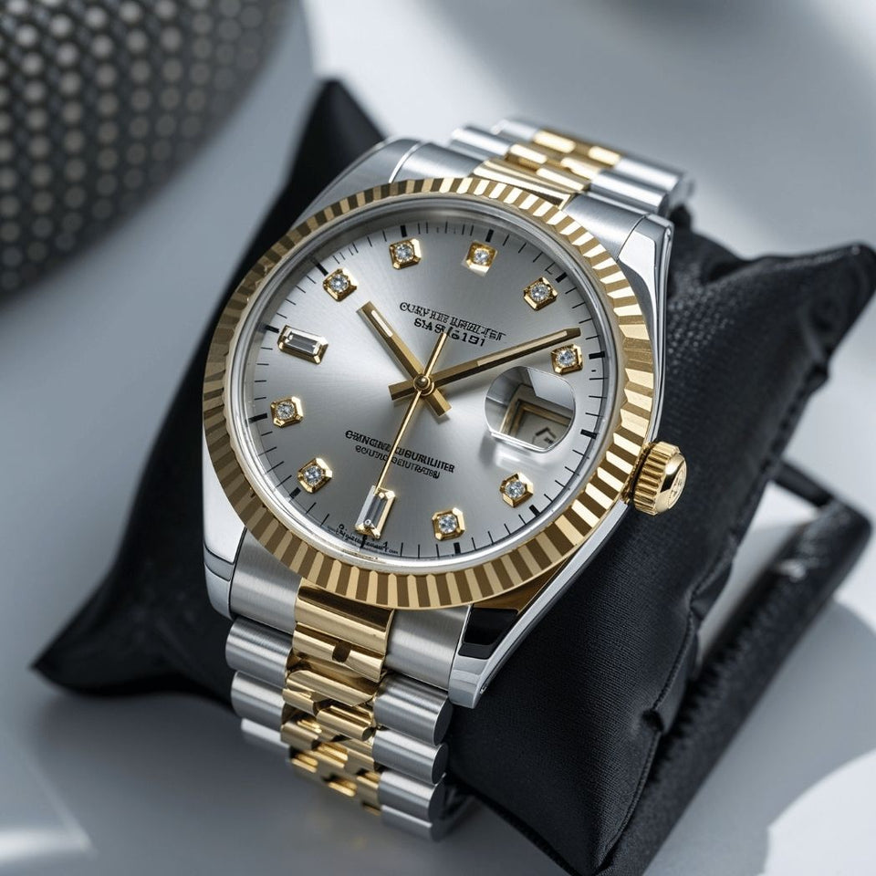 Men's silver & gold luxury watch
