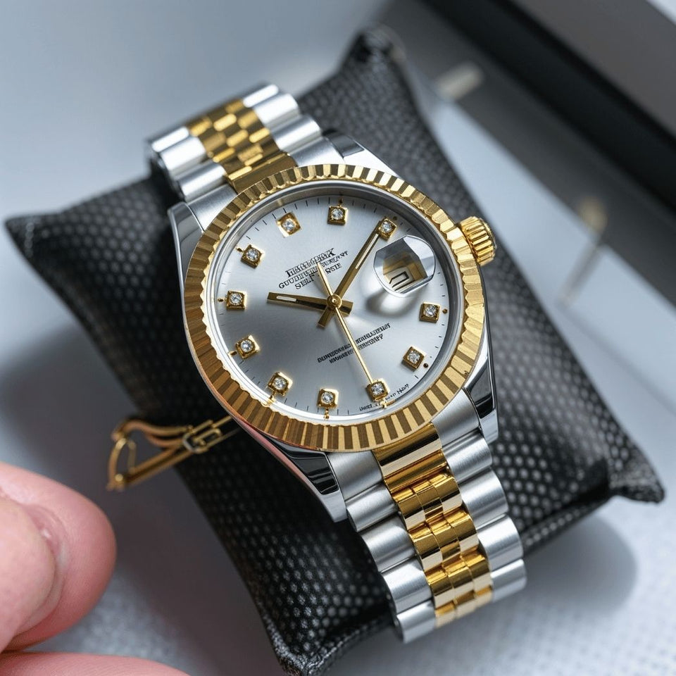 Men's silver & gold luxury watch